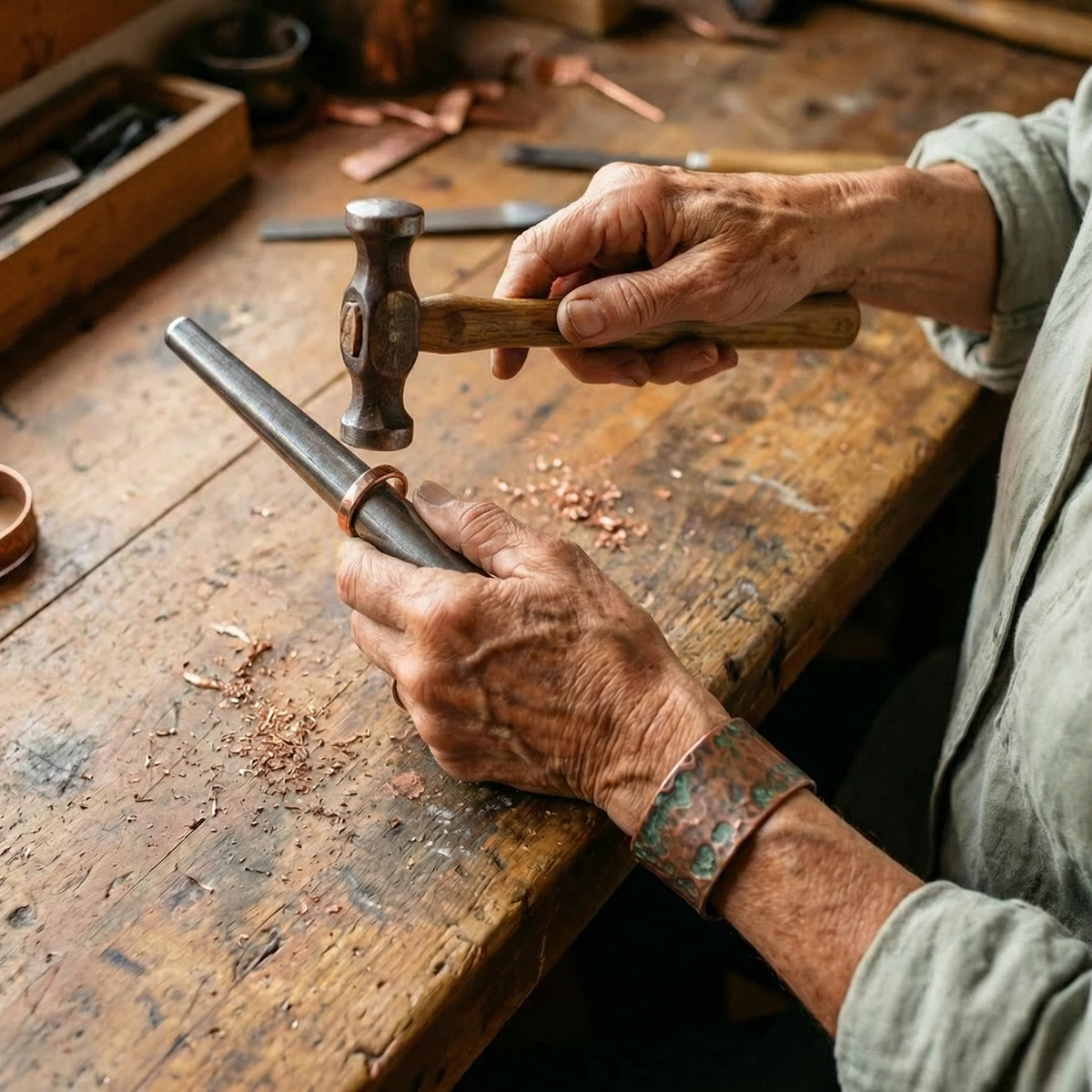 Anello in Rame Ritorto a Coste