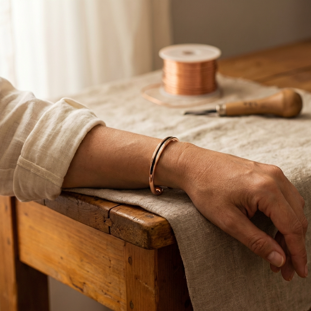 Bracciale in Rame Lucido con Terminali a Sfera