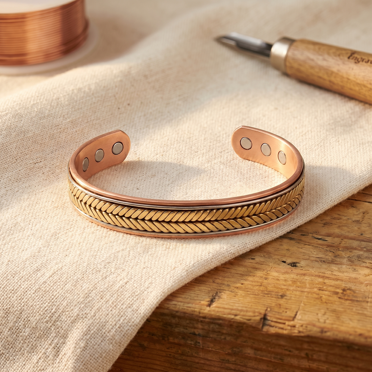 Bracciale in Rame a Treccia Centrale