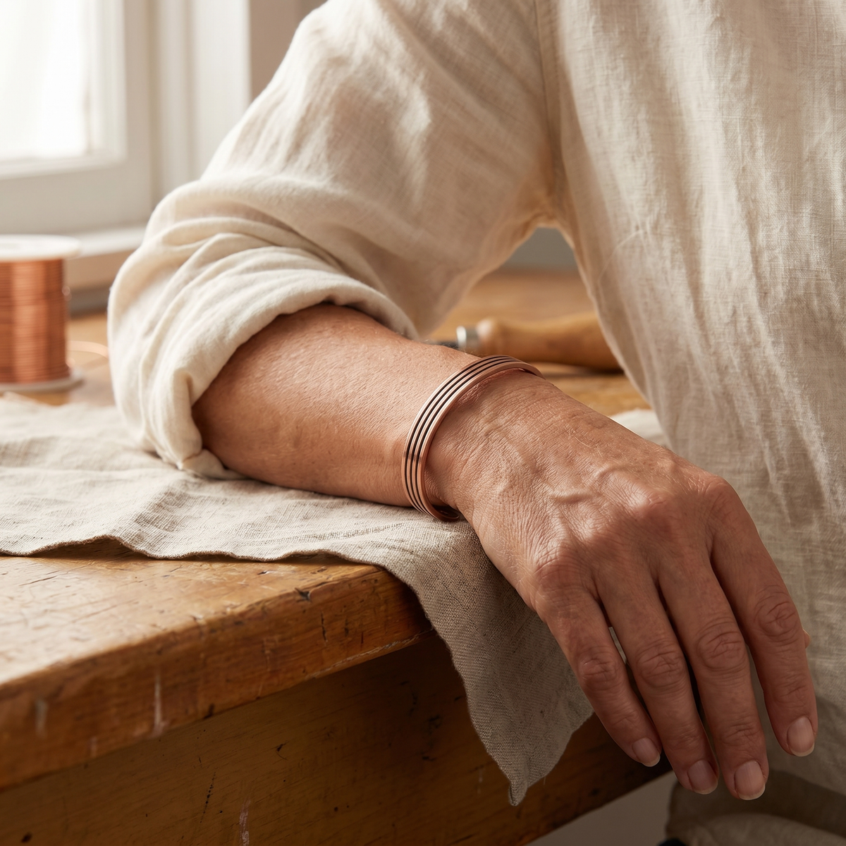 Bracciale in Rame a Cinque Linee