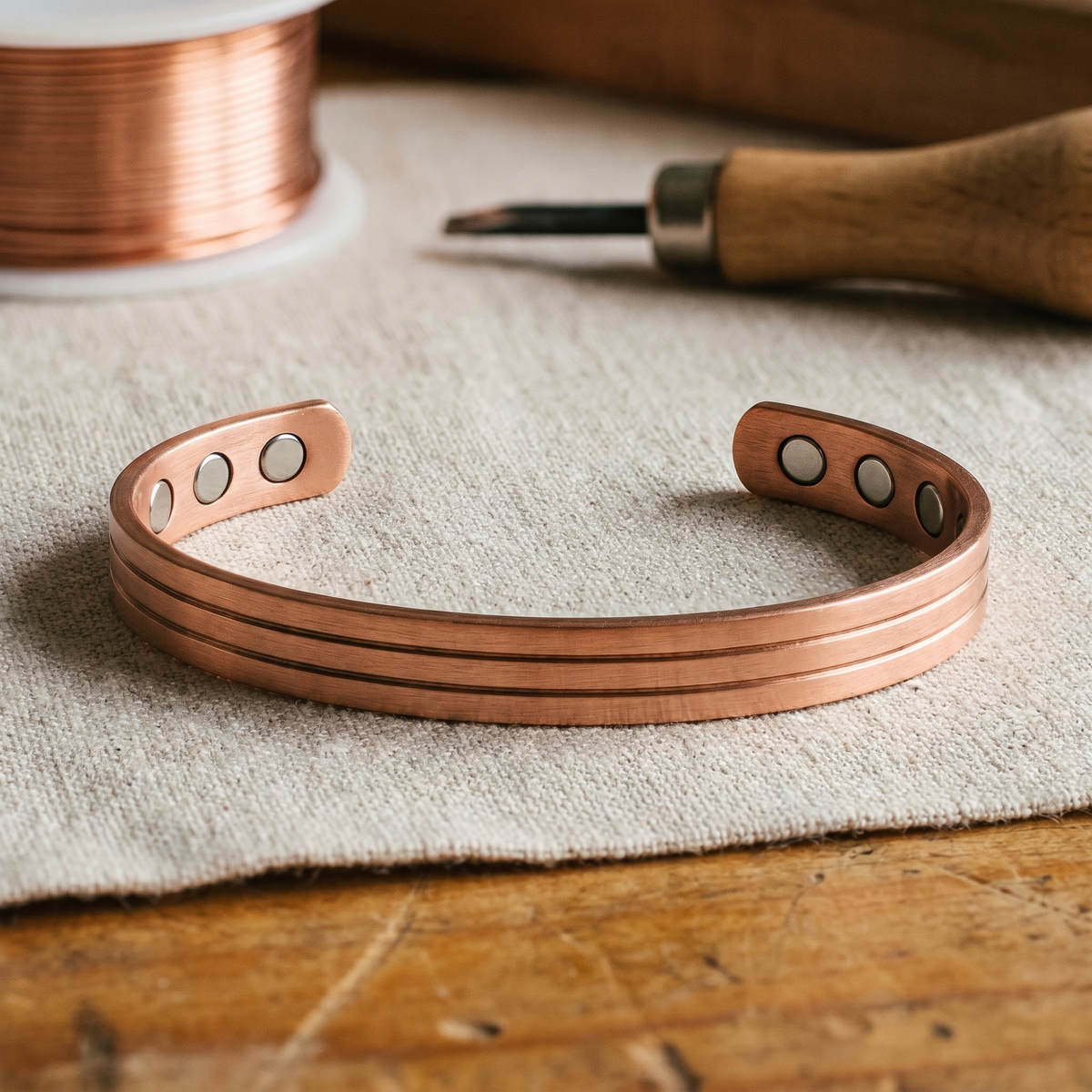 Bracciale in Rame a Tre Scanalature