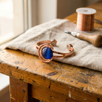 Bracciale in Rame con Pietre Grigio Azzurre