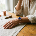 Bracciale in Rame con Pietre Grigio Azzurre