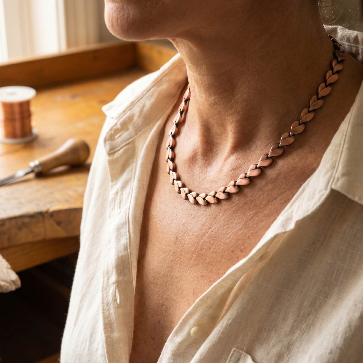 Collana in Rame a Maglie a Cuore