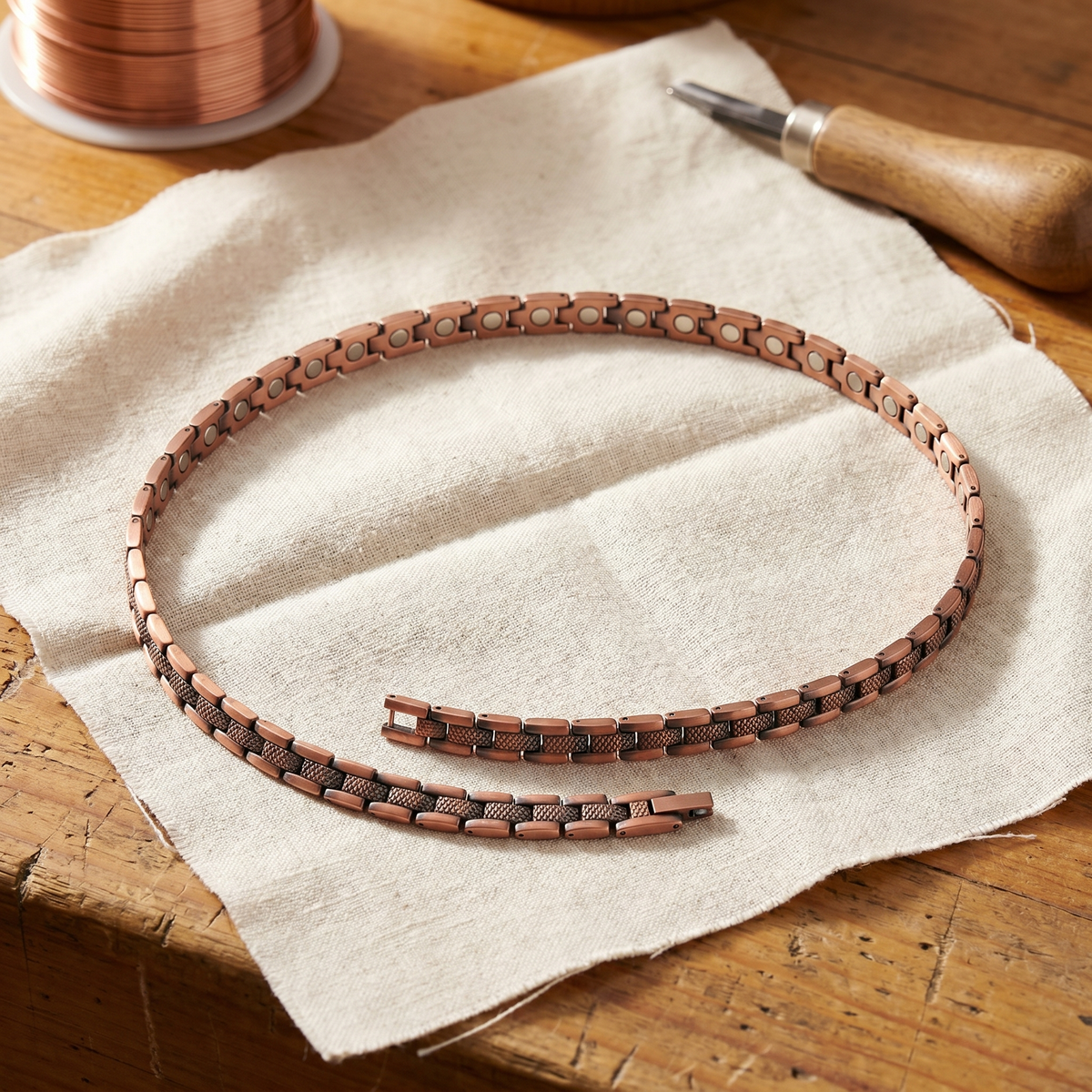 Collana in Rame a Maglie Alternate