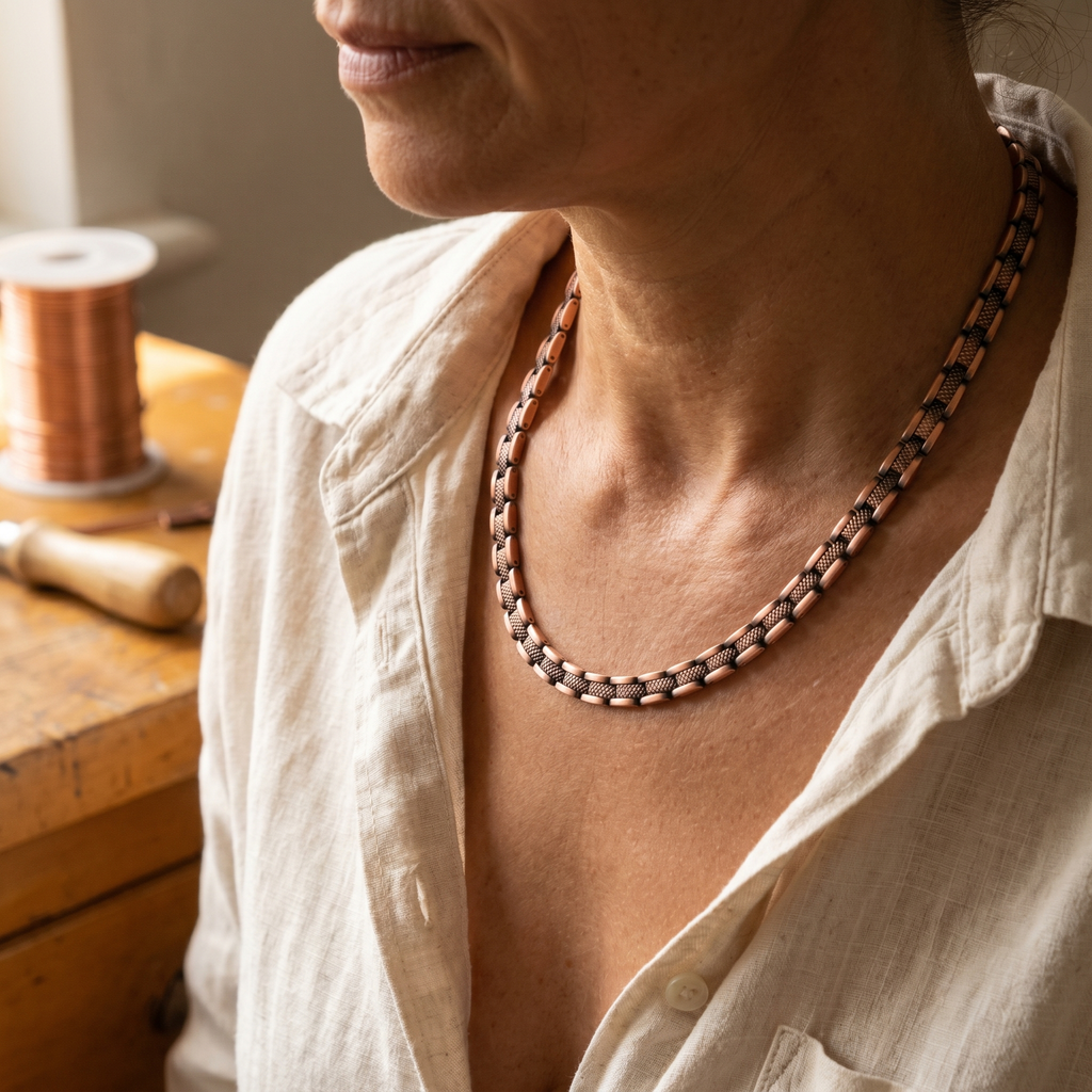 Collana in Rame a Maglie Alternate