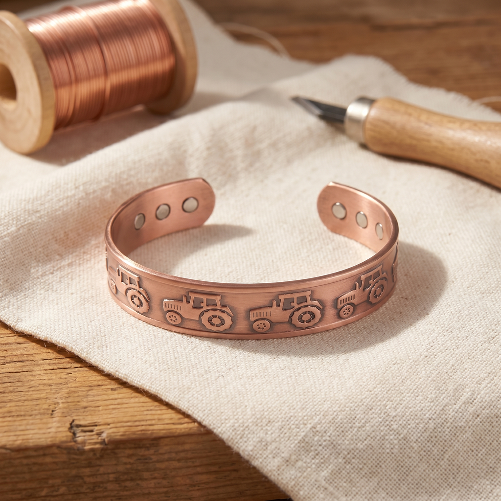 Bracciale in Rame Stampato a Trattori