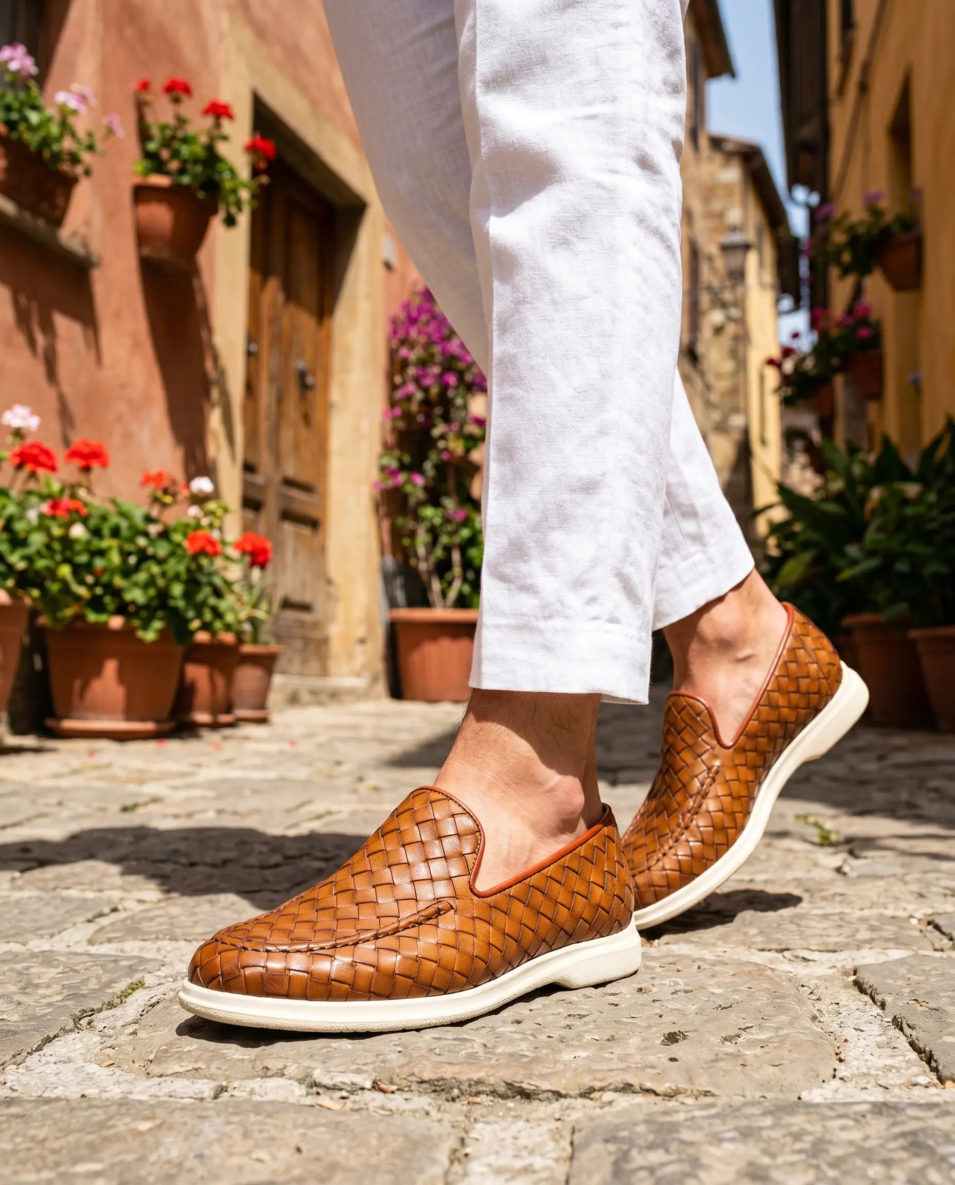 Sorrento | Mocassino Intrecciato in Pelle — Cuoio
