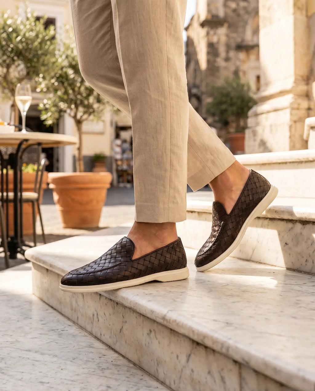 Sorrento | Mocassino Intrecciato in Pelle — Marrone