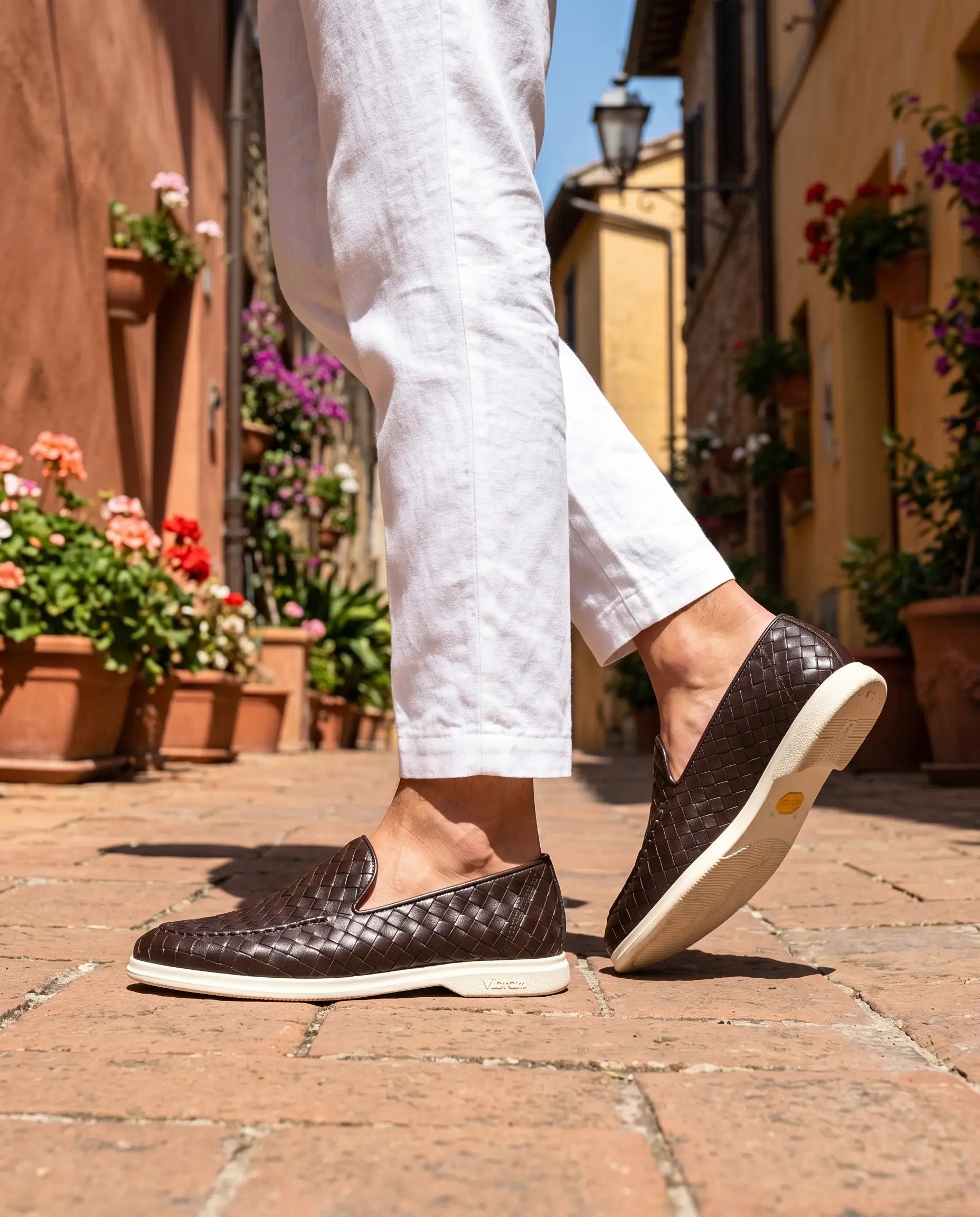 Sorrento | Mocassino Intrecciato in Pelle — Marrone
