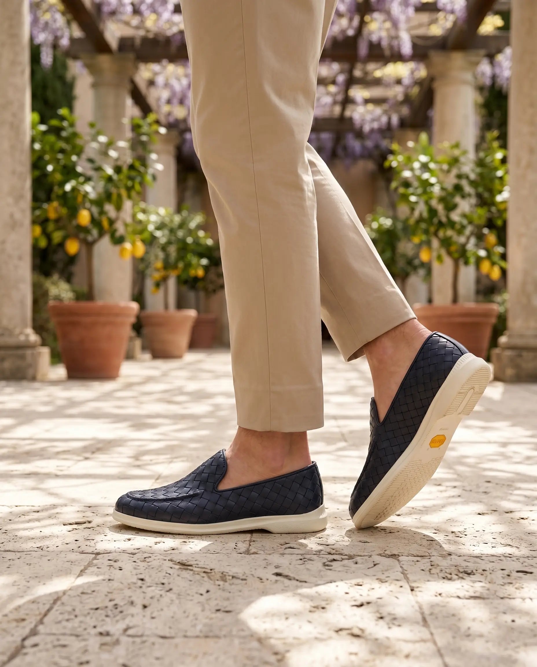 Sorrento | Mocassino Intrecciato in Pelle — Blu