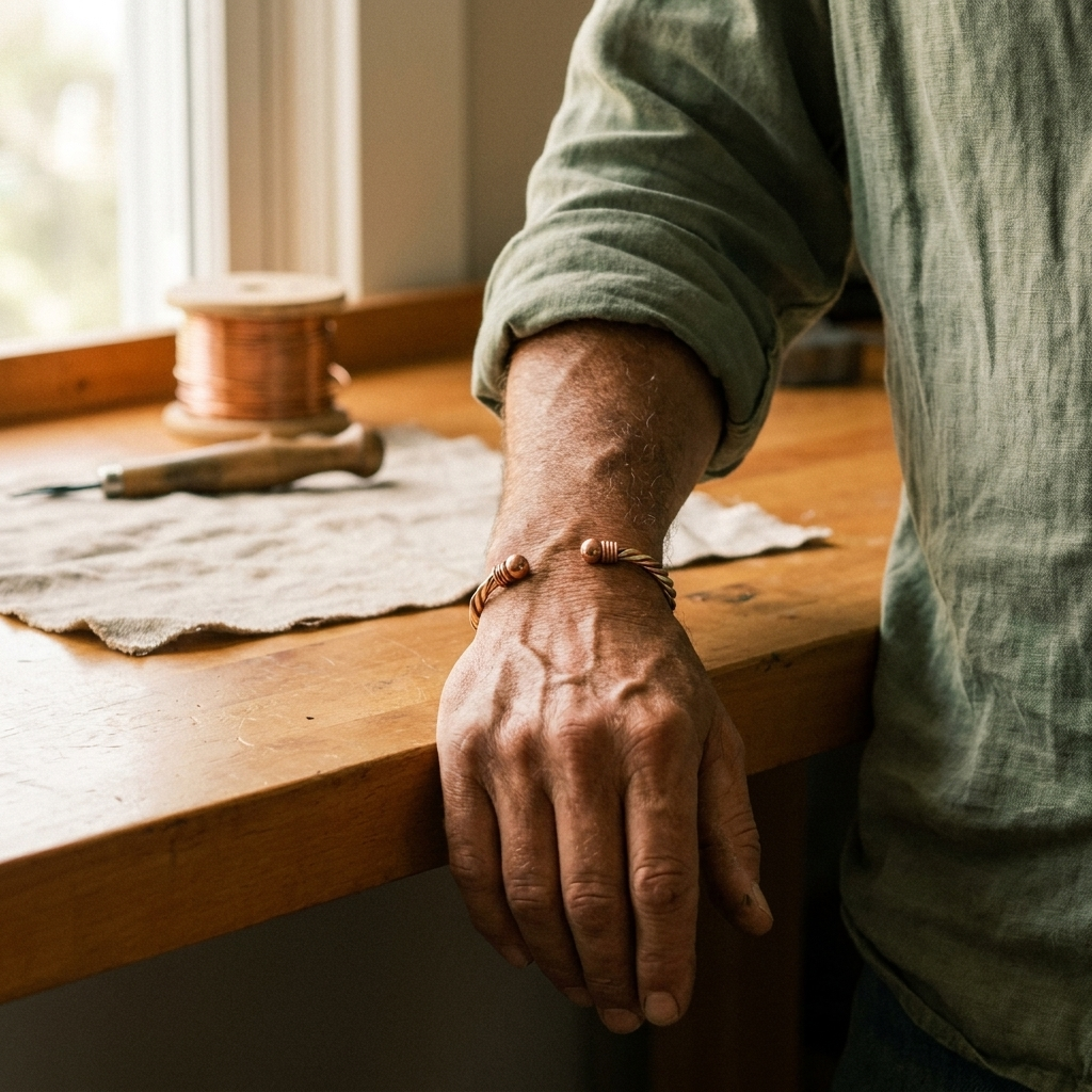 Bracciale in Rame a Tre Fili Ritorti