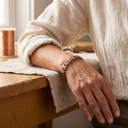Bracciale in Rame a Maglie Quadrifoglio con Pietre