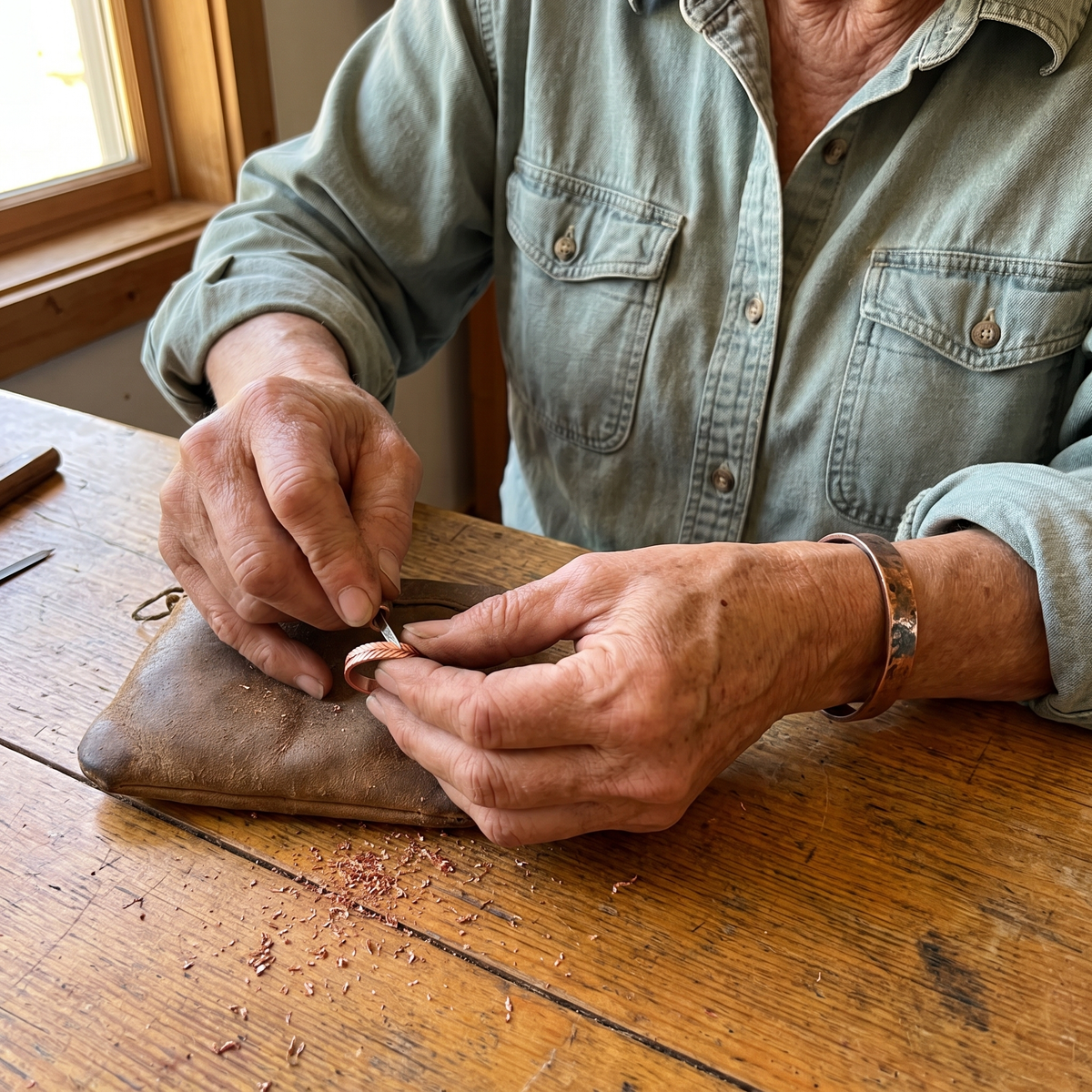 Anello in Rame a Spirale Incisa