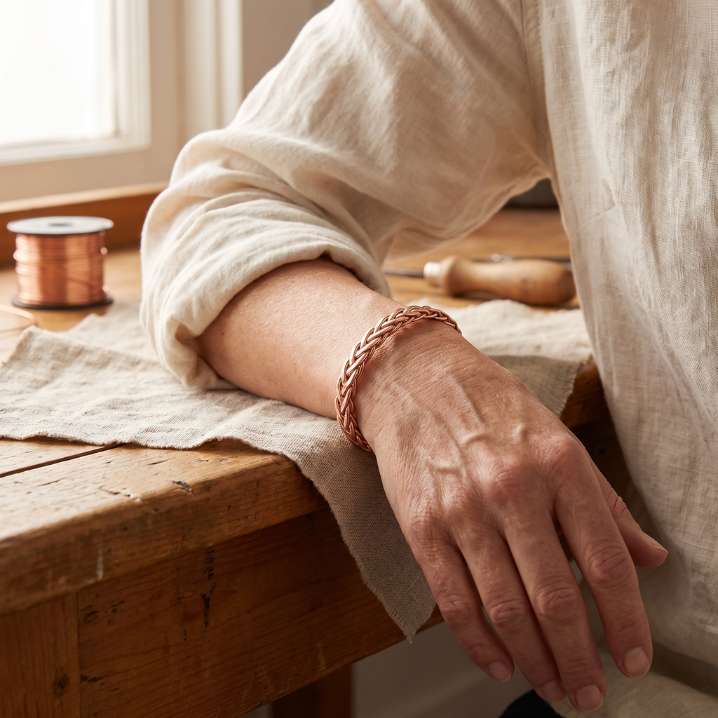 Bracciale in Rame a Tre Fili Intrecciati