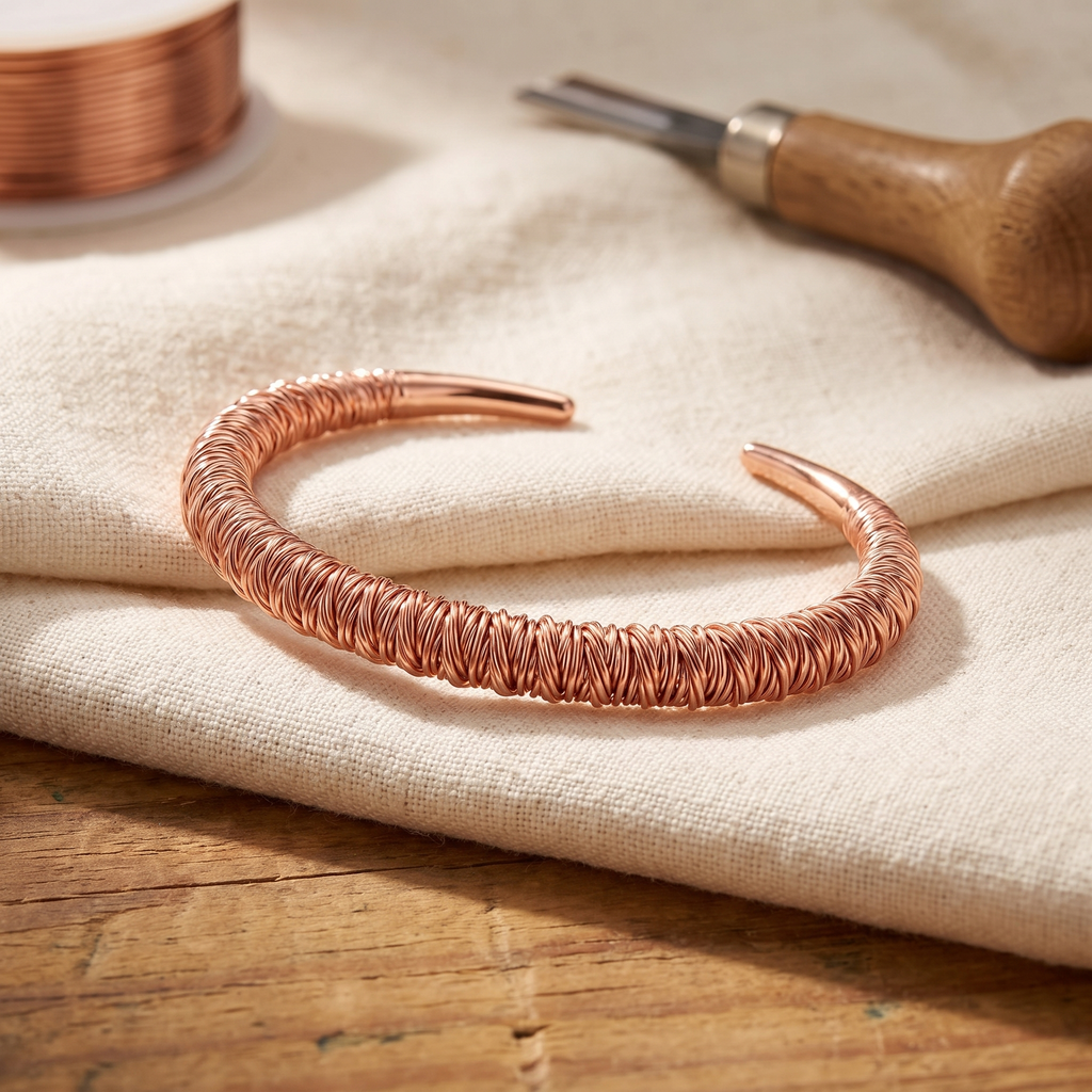 Bracciale Rigido in Rame a Filo Avvolto
