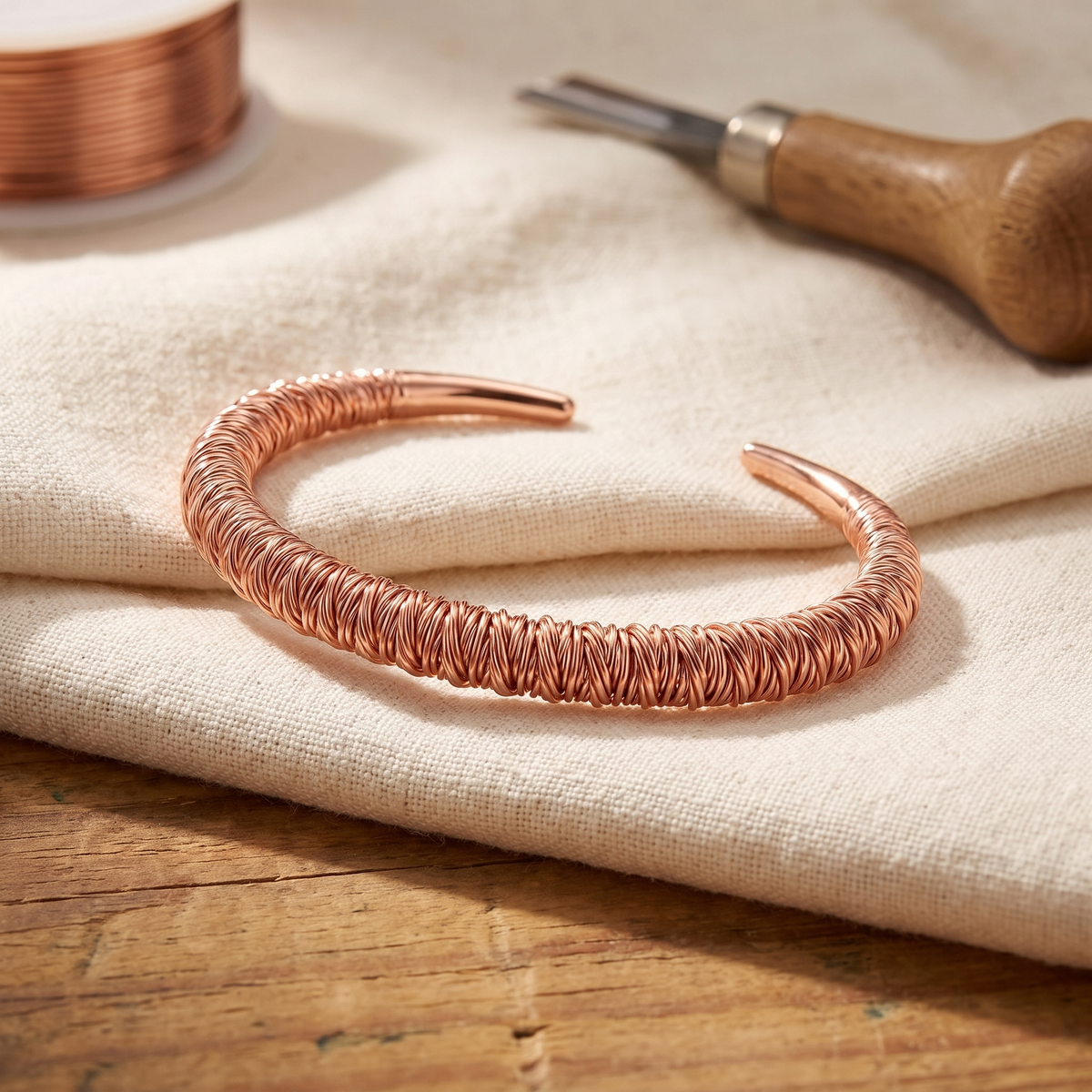 Bracciale Rigido in Rame a Filo Avvolto