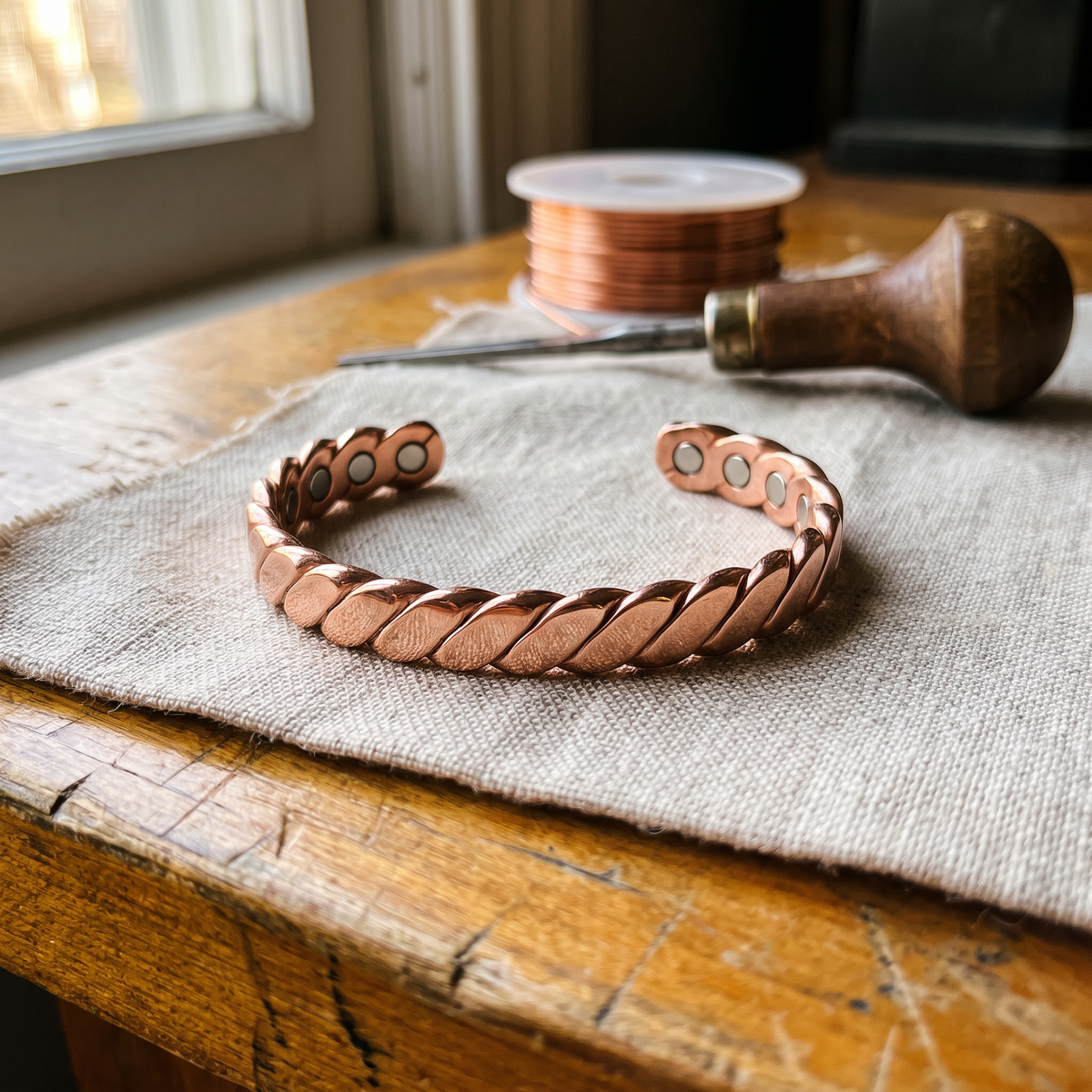 Bracciale in Rame a Barra Ritorta