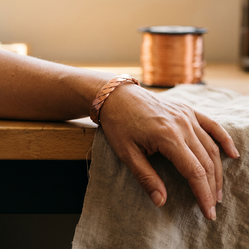 Bracciale in Rame a Trama Aperta con Chiusura