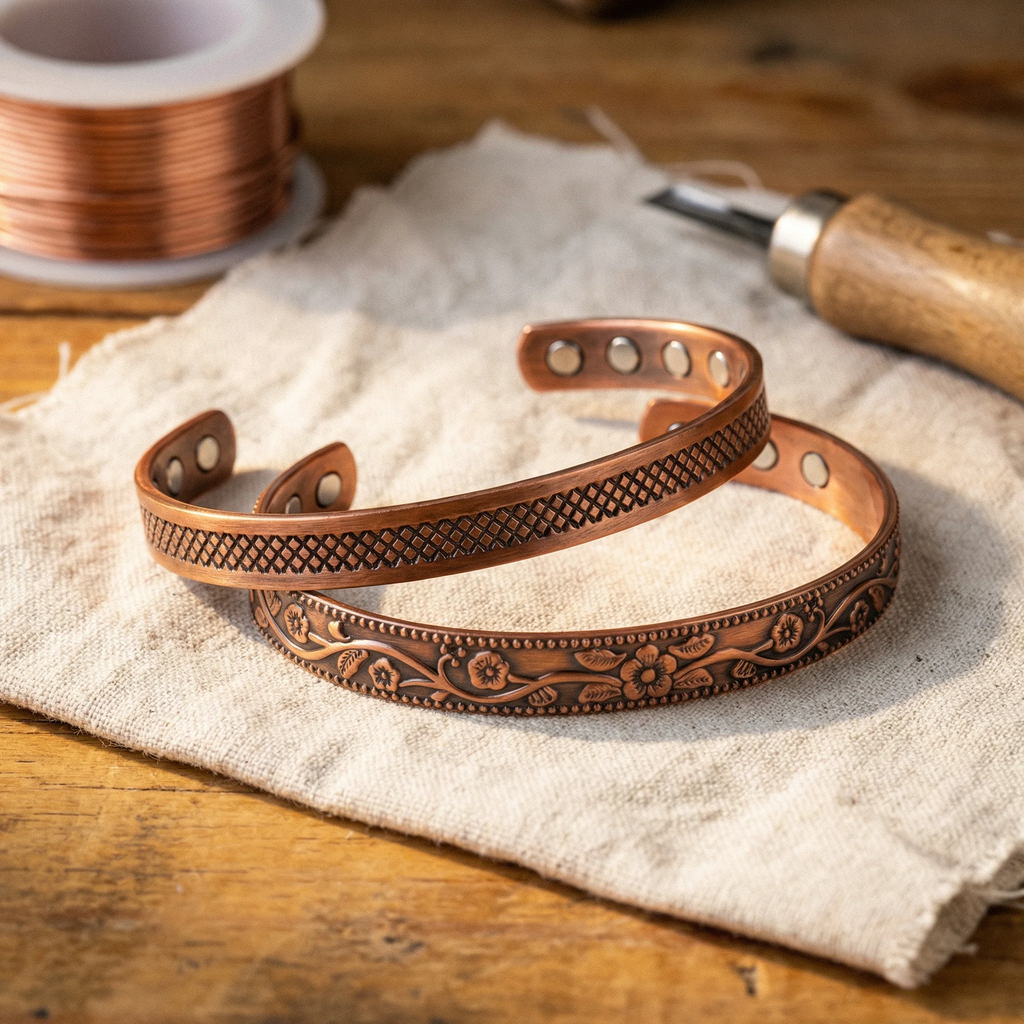 Bracciale in Rame Intrecciato con Magneti