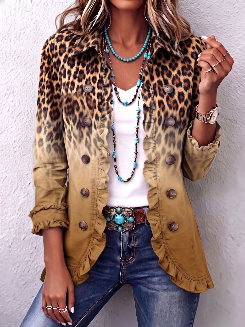 Giuseppina | Blazer Leopardo Sfumato con Volant