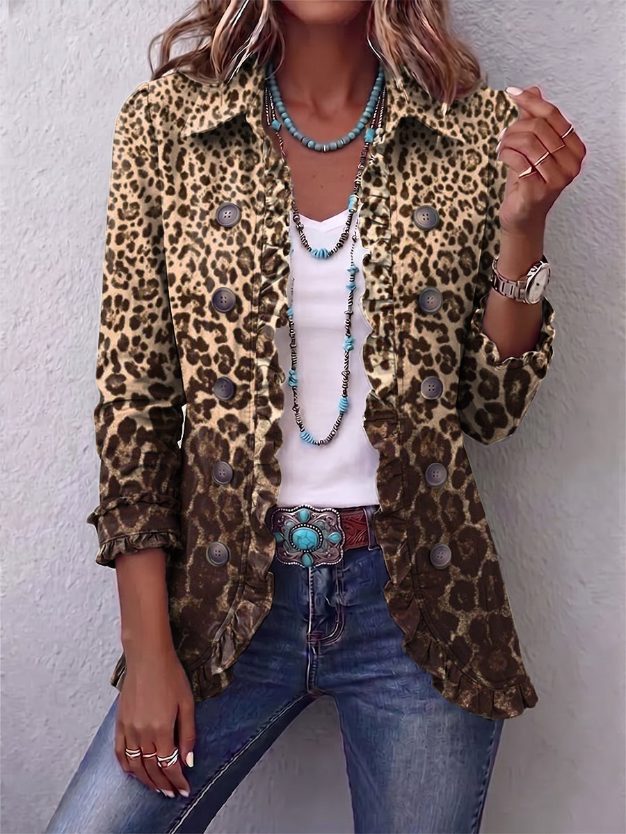 Gina | Giacca Leopardo con Volant