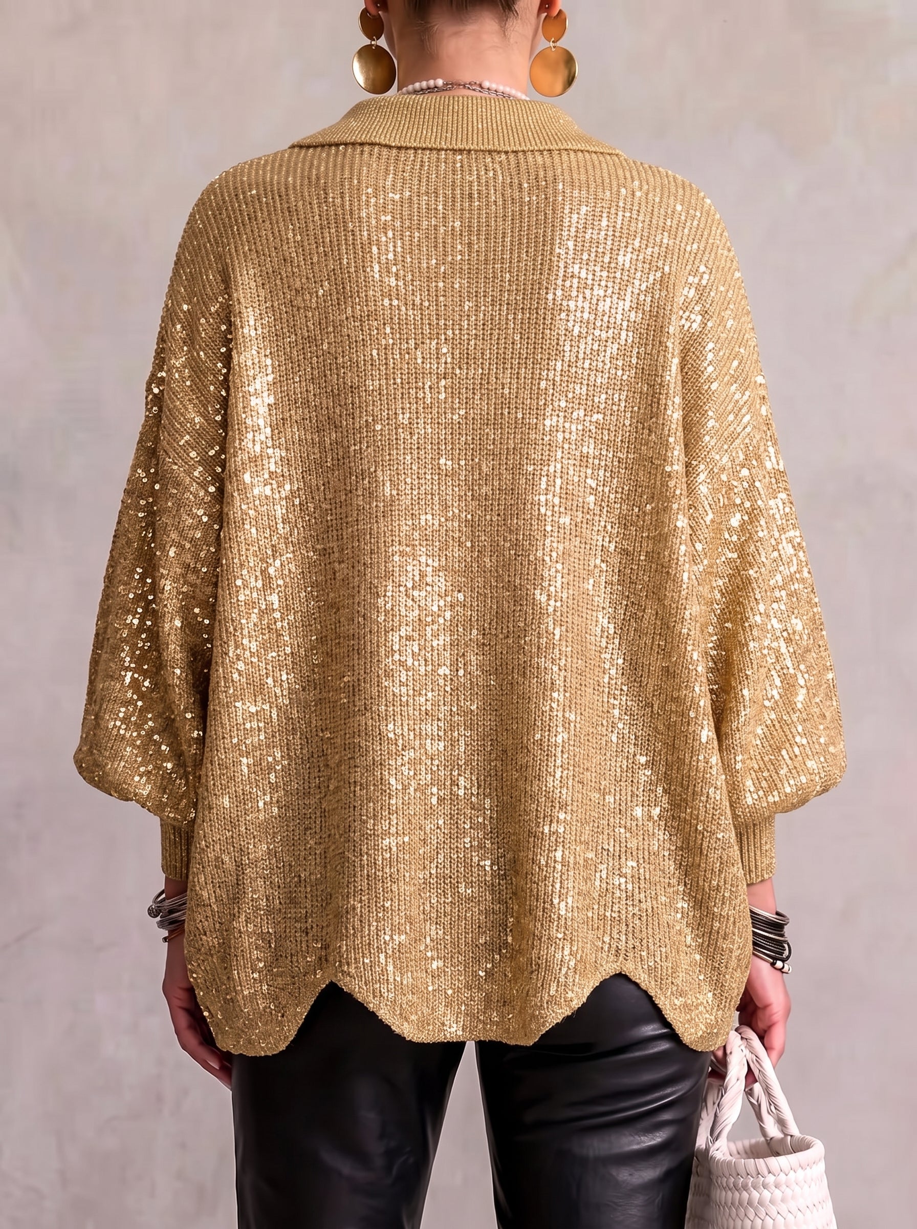 Ortensia | Cardigan Oversize con Bottoni Dorati