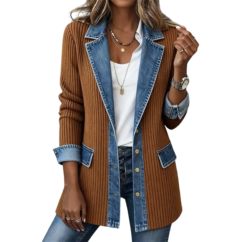 Lea | Giacca in Denim e Maglia a Coste
