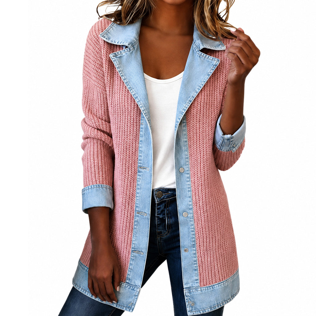 Lea | Giacca in Denim e Maglia a Coste