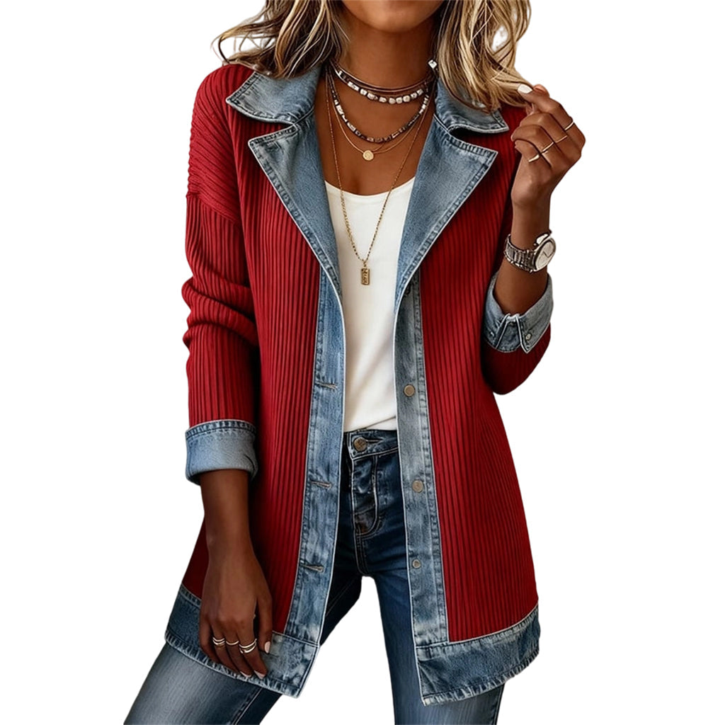 Lea | Giacca in Denim e Maglia a Coste