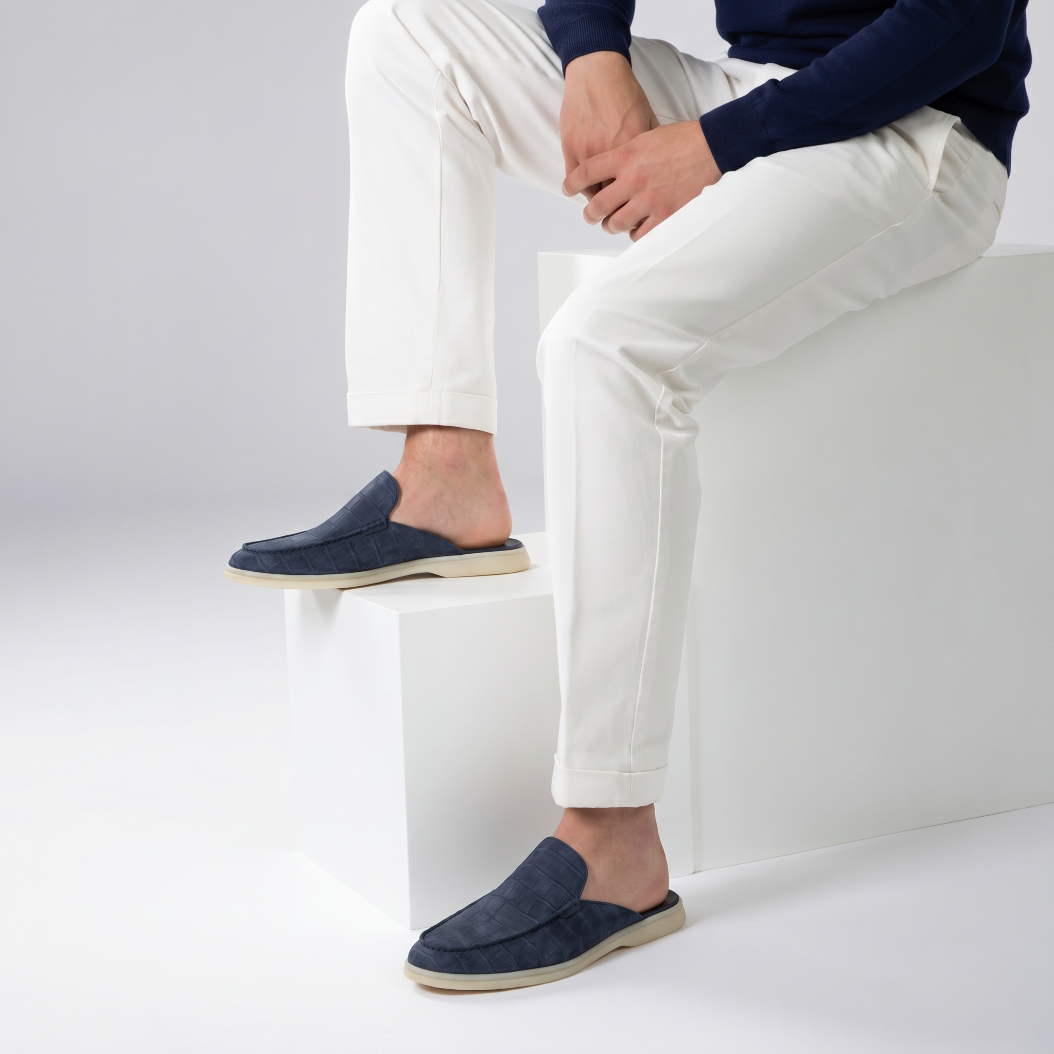 Yacht Croco | Mocassino Aperto — Blu Navy · Limited Edition