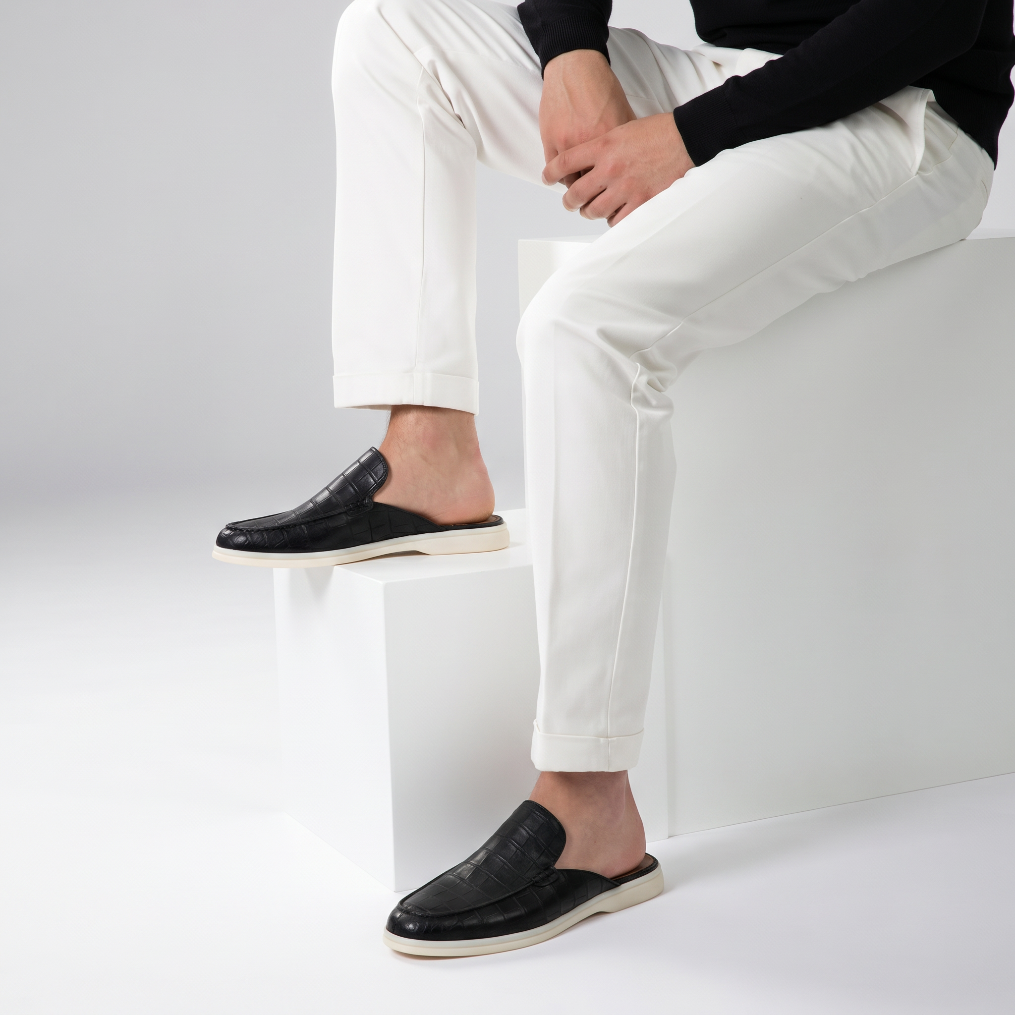 Yacht Croco | Mocassino Aperto — Nero · Limited Edition